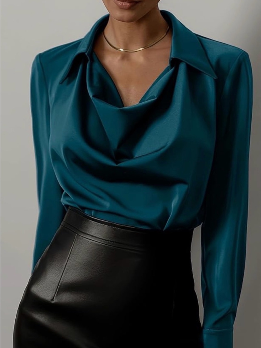 Elegant Draped Neckline Women’s Top